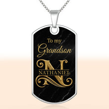 Load image into Gallery viewer, Personalized Dog Tag Necklace Custom Name Gift for Grandson
