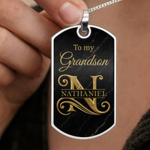 Load image into Gallery viewer, Personalized Dog Tag Necklace Custom Name Gift for Grandson

