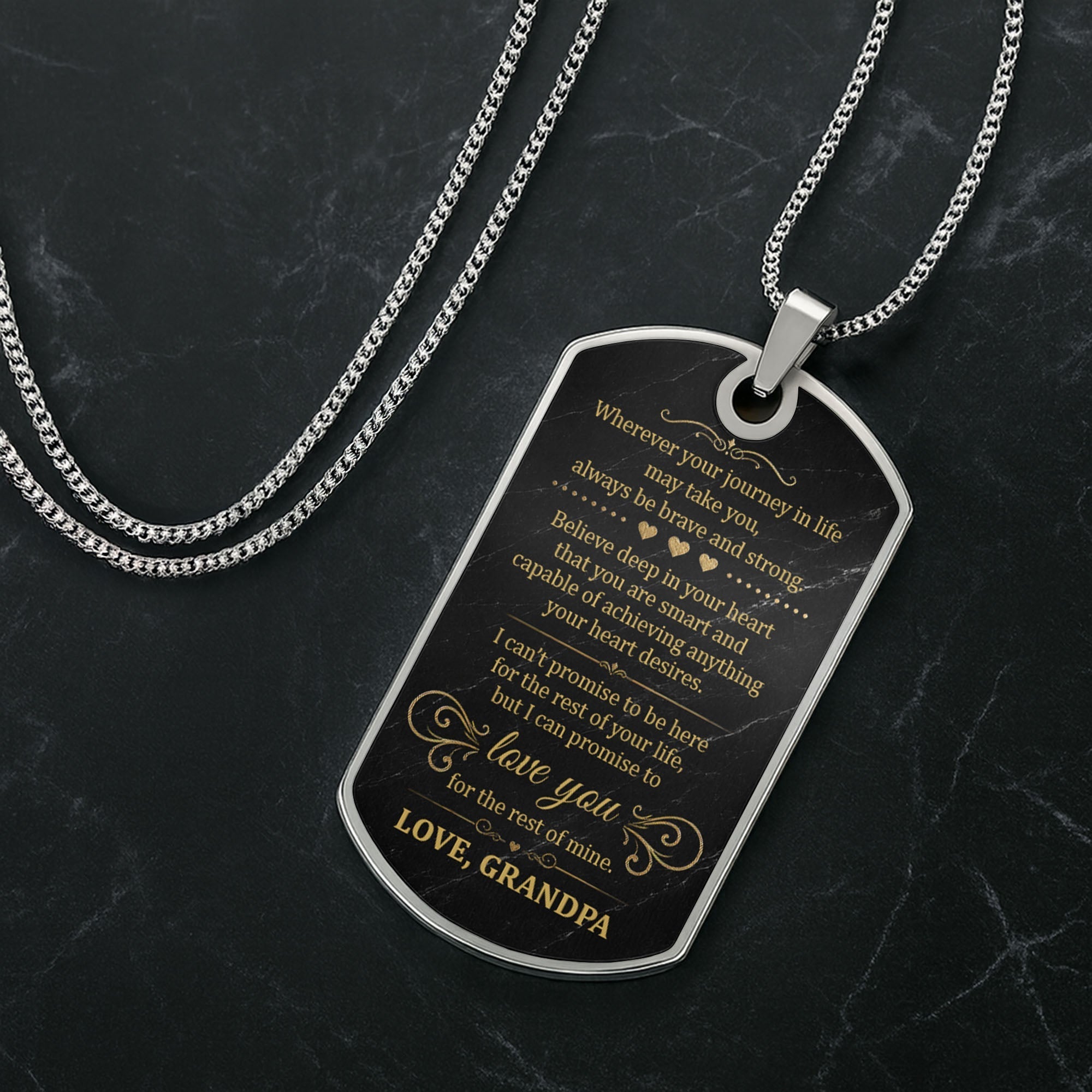 Personalized Dog Tag Necklace Custom Name Gift for Grandson