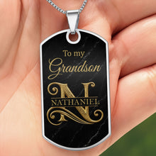 Load image into Gallery viewer, Personalized Dog Tag Necklace Custom Name Gift for Grandson

