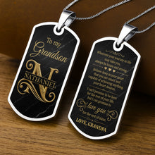 Load image into Gallery viewer, Personalized Dog Tag Necklace Custom Name Gift for Grandson
