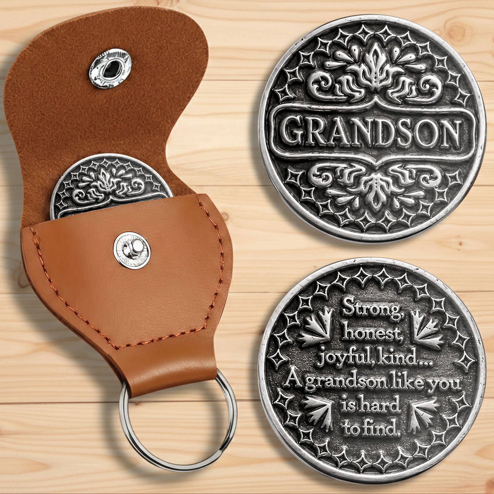 Personalized Pocket Hug Token Custom Message Gift for Grandson