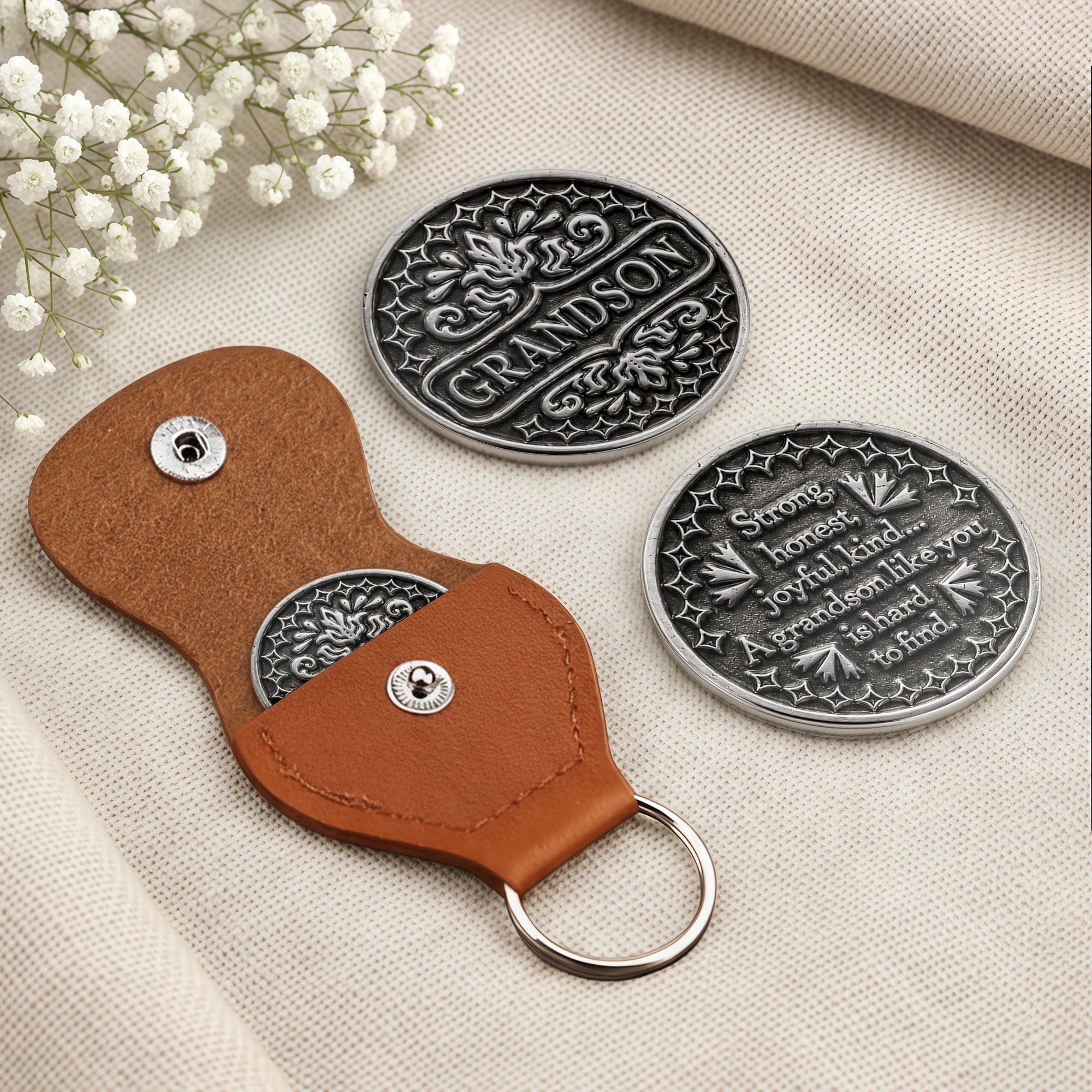 Personalized Pocket Hug Token Custom Message Gift for Grandson