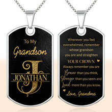 Load image into Gallery viewer, Personalized Dog Tag Necklace Custom Initials Gift for Grandson
