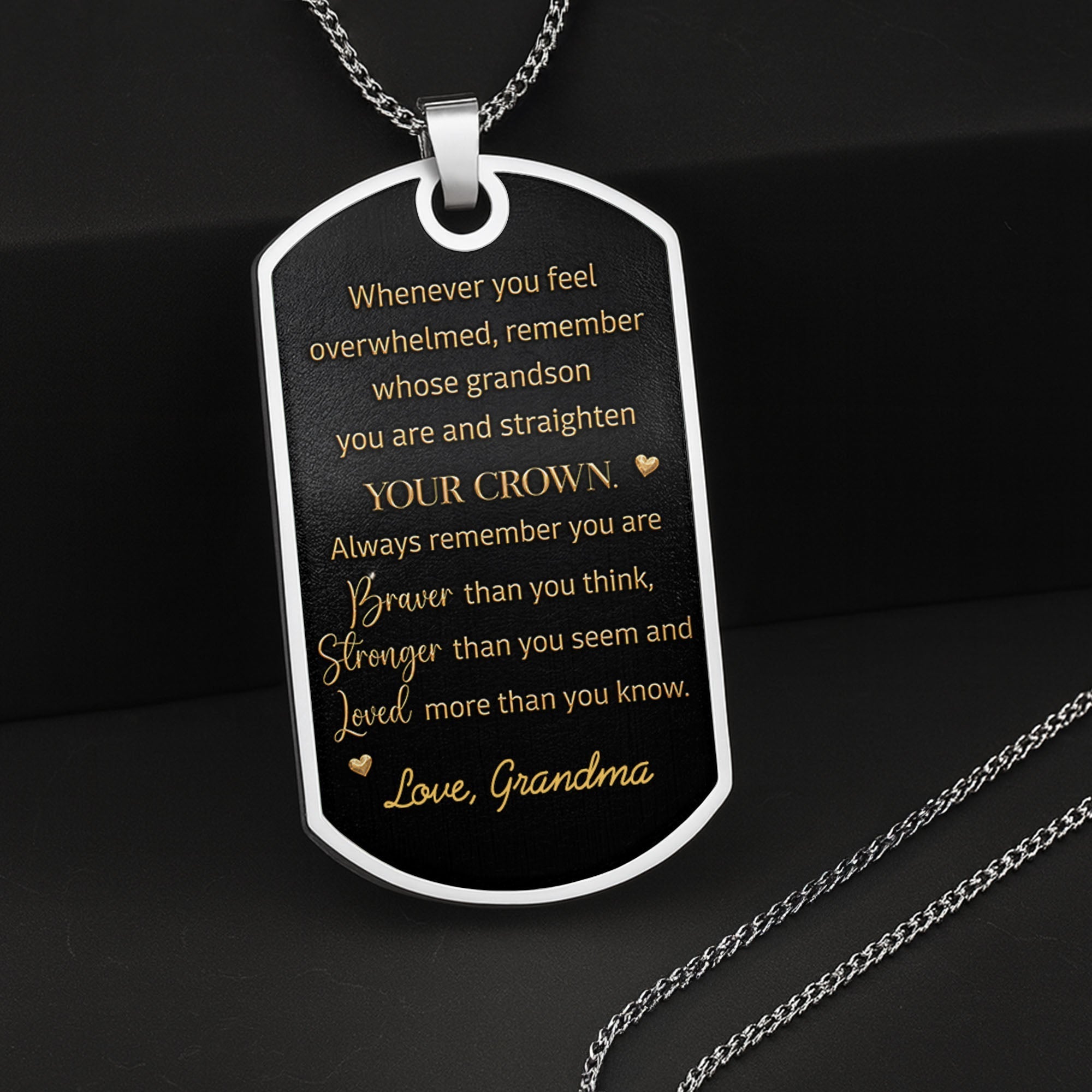 Personalized Dog Tag Necklace Custom Initials Gift for Grandson
