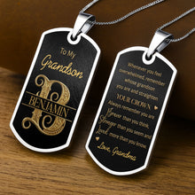 Load image into Gallery viewer, Personalized Dog Tag Necklace Custom Initials Gift for Grandson
