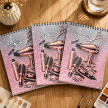 Load image into Gallery viewer, Personalized Sketch Book Custom Name Hair Stylist Gift
