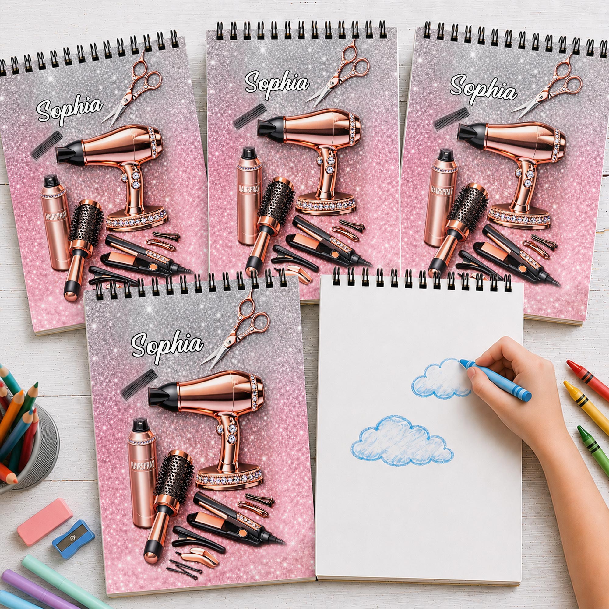 Personalized Sketch Book Custom Name Hair Stylist Gift