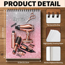 Load image into Gallery viewer, Personalized Sketch Book Custom Name Hair Stylist Gift
