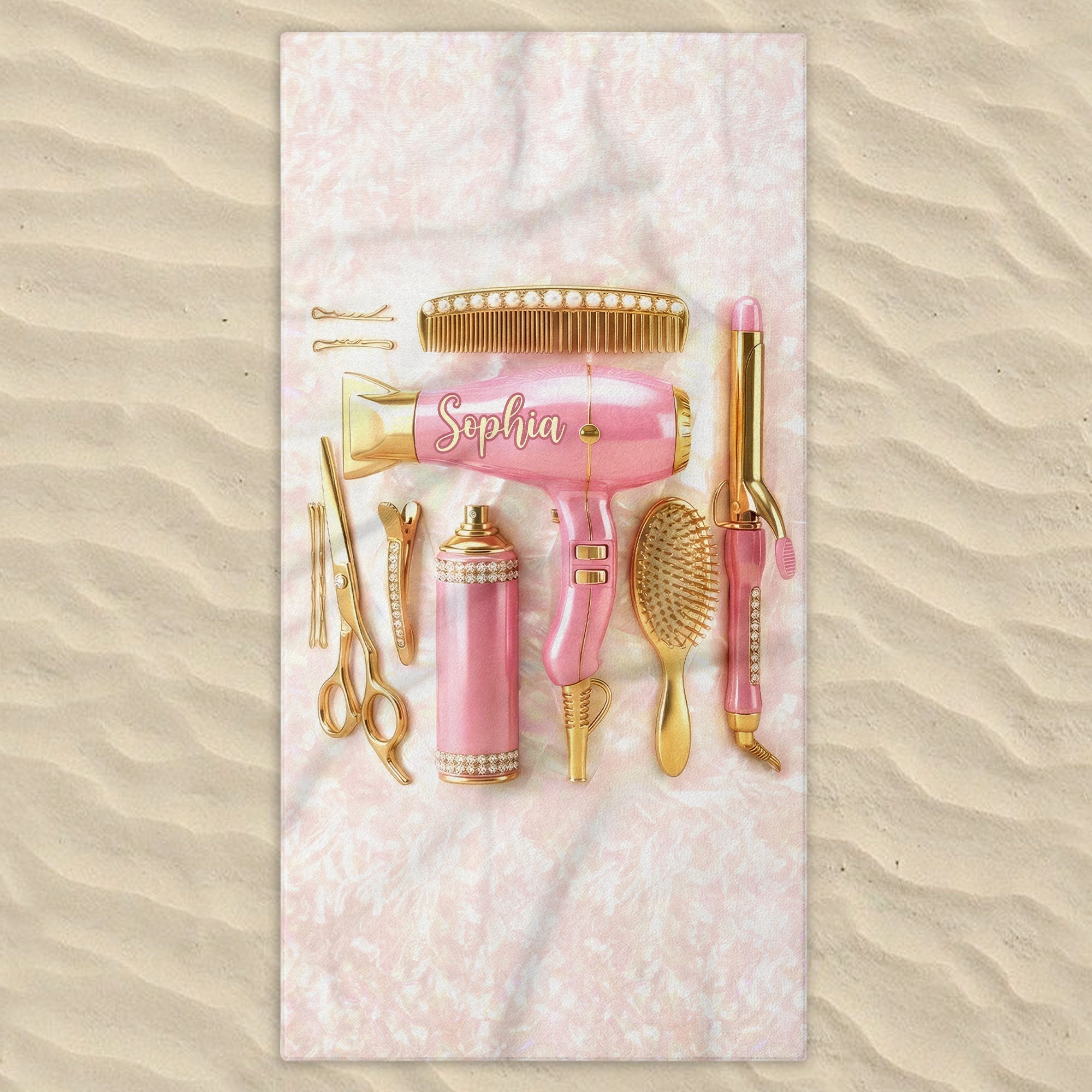 Personalized Microfiber Beach Towel Custom Name Gift for Hairstylists