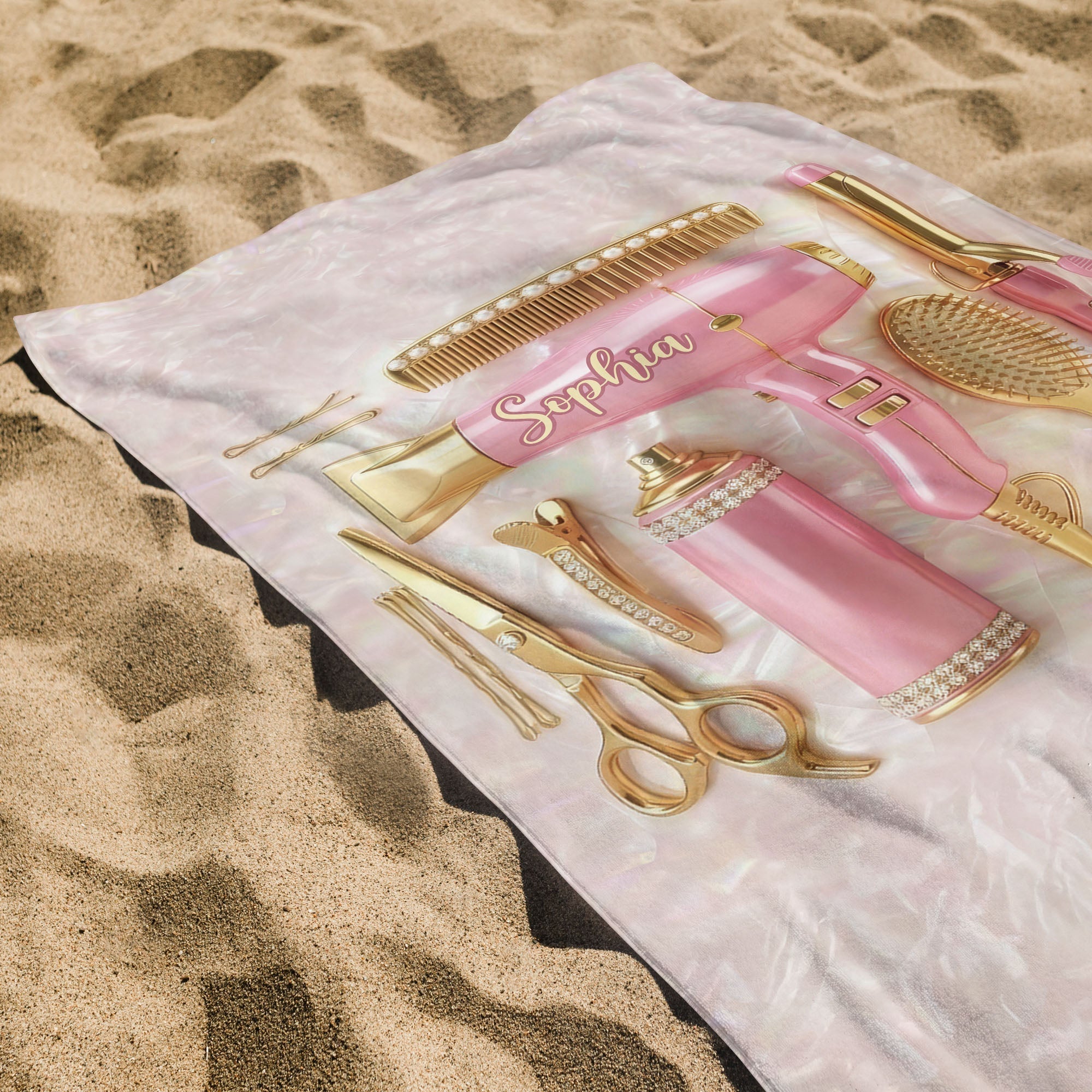Personalized Microfiber Beach Towel Custom Name Gift for Hairstylists