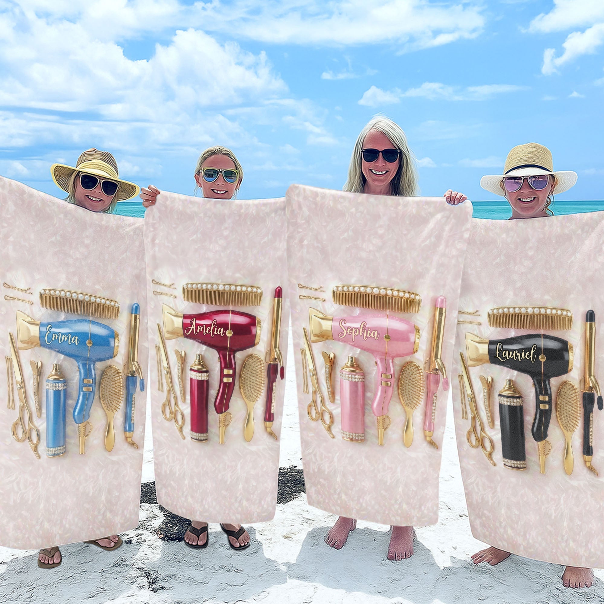 Personalized Microfiber Beach Towel Custom Name Gift for Hairstylists