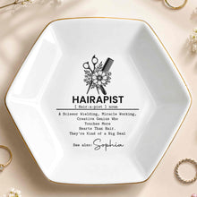 Load image into Gallery viewer, Personalized Hexagonal Ceramic Jewelry Dish Custom Name Gift for Hairstylist
