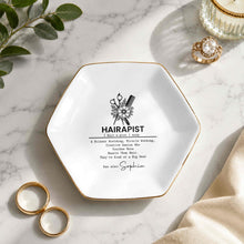 Load image into Gallery viewer, Personalized Hexagonal Ceramic Jewelry Dish Custom Name Gift for Hairstylist
