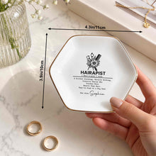 Load image into Gallery viewer, Personalized Hexagonal Ceramic Jewelry Dish Custom Name Gift for Hairstylist
