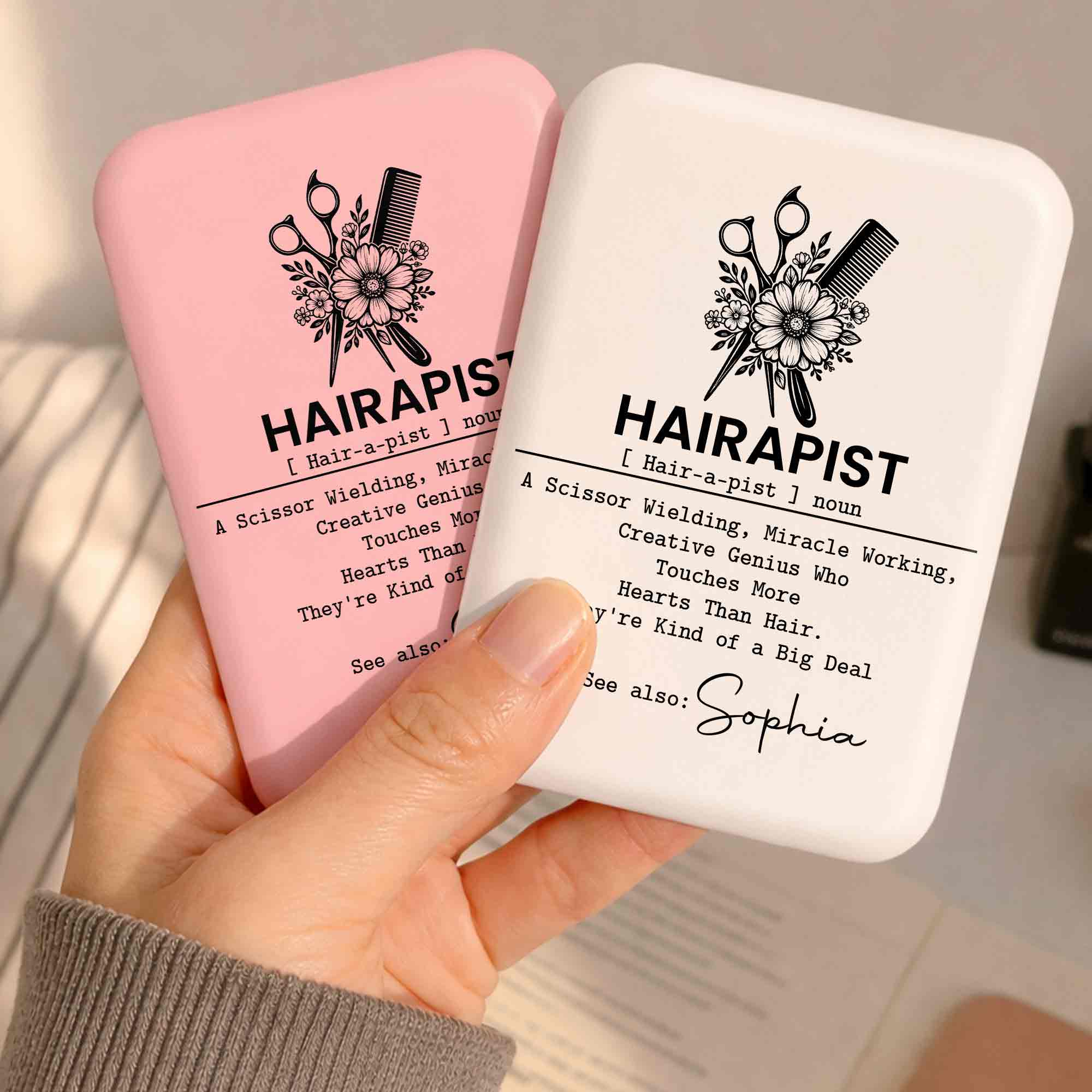 Personalized LED Pocket Mirror Custom Name for Hairstylists