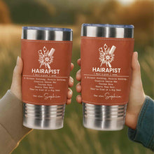 Load image into Gallery viewer, Personalized Leather Tumbler for Hairstylist Custom Name Gift
