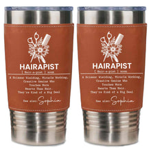 Load image into Gallery viewer, Personalized Leather Tumbler for Hairstylist Custom Name Gift
