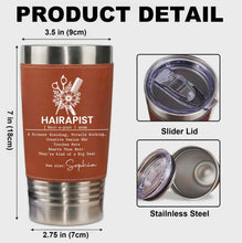 Load image into Gallery viewer, Personalized Leather Tumbler for Hairstylist Custom Name Gift

