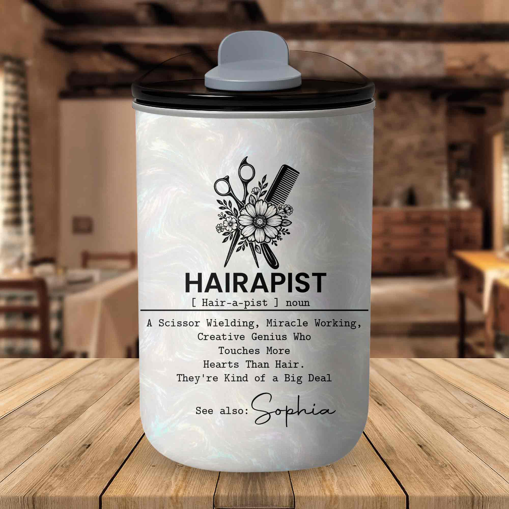 Personalized Floral 10oz Tumbler Custom Hair Stylist Gift