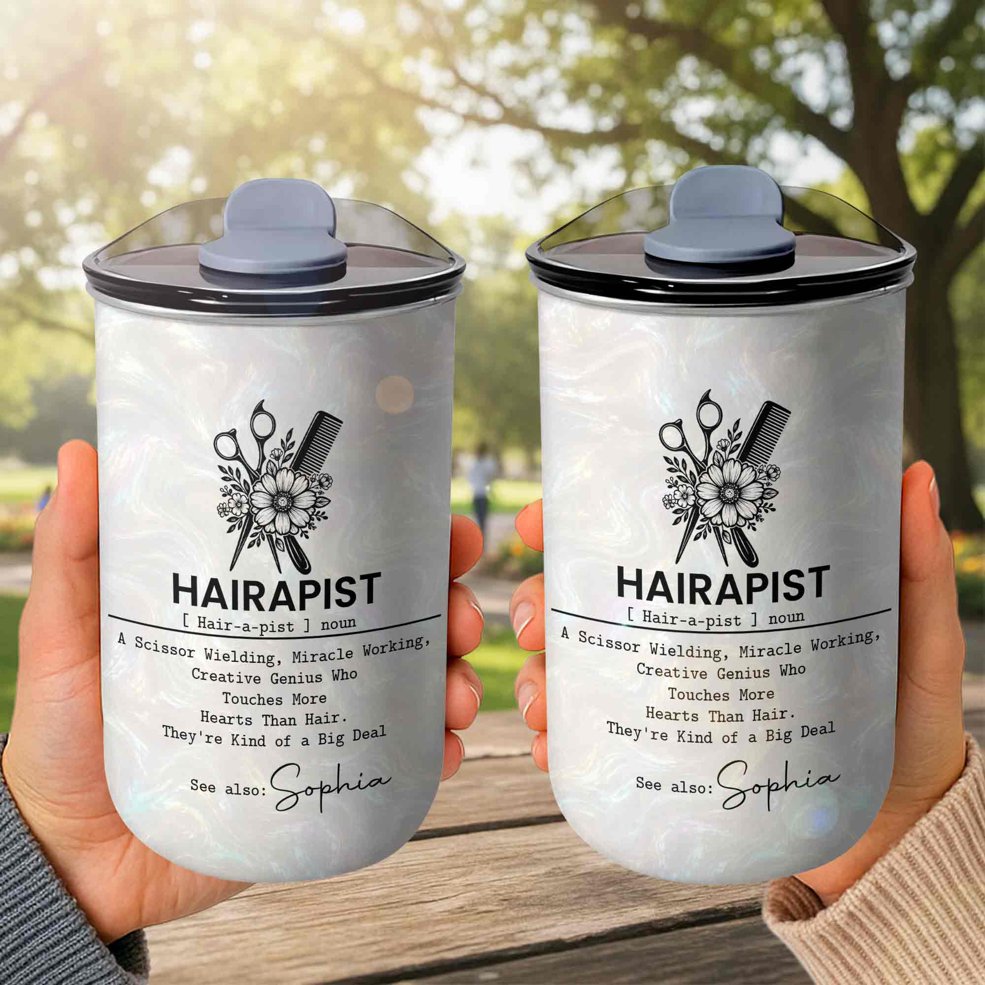 Personalized Floral 10oz Tumbler Custom Hair Stylist Gift