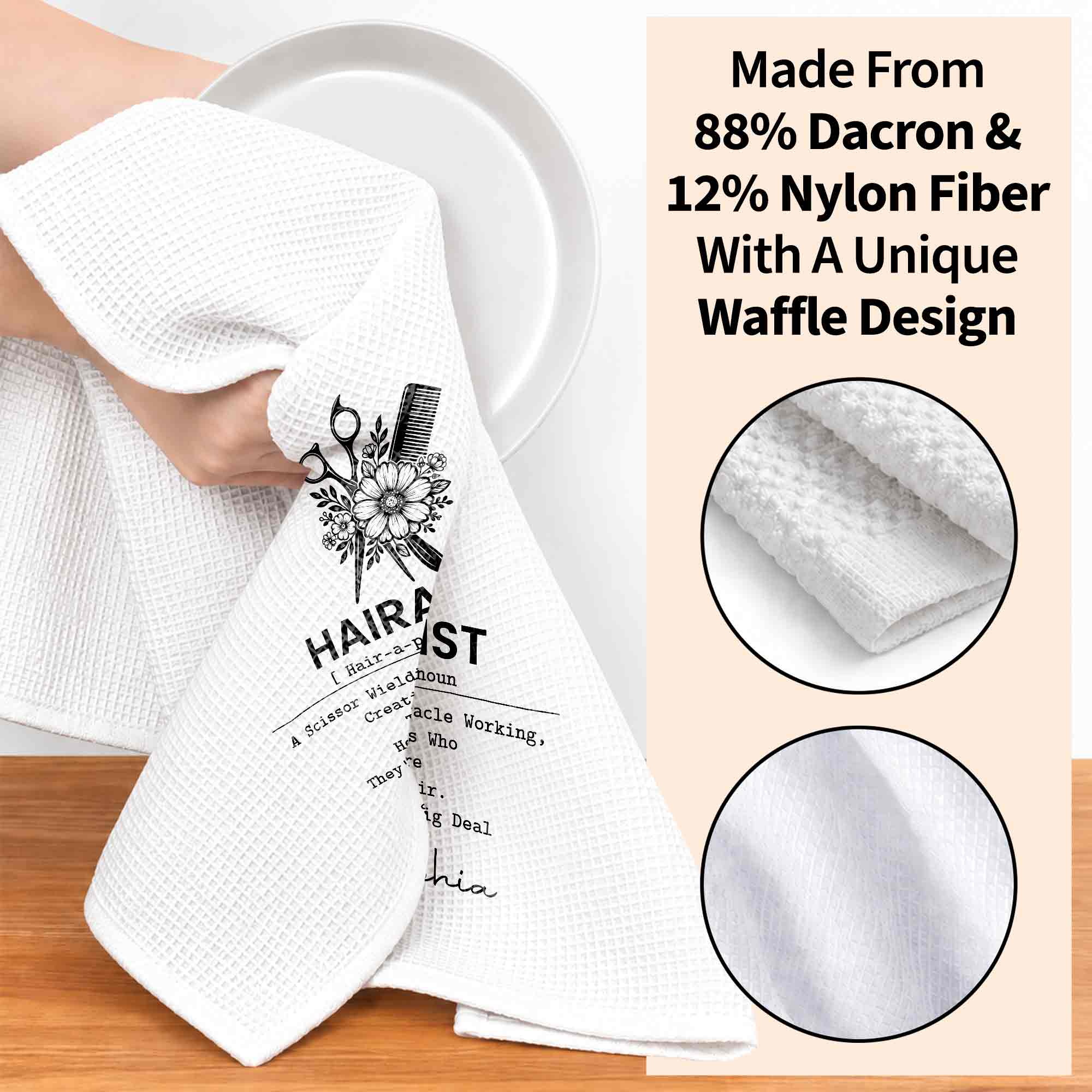 Personalized Kitchen Towel for Hair Stylist Gift | Funny Hairapist Design