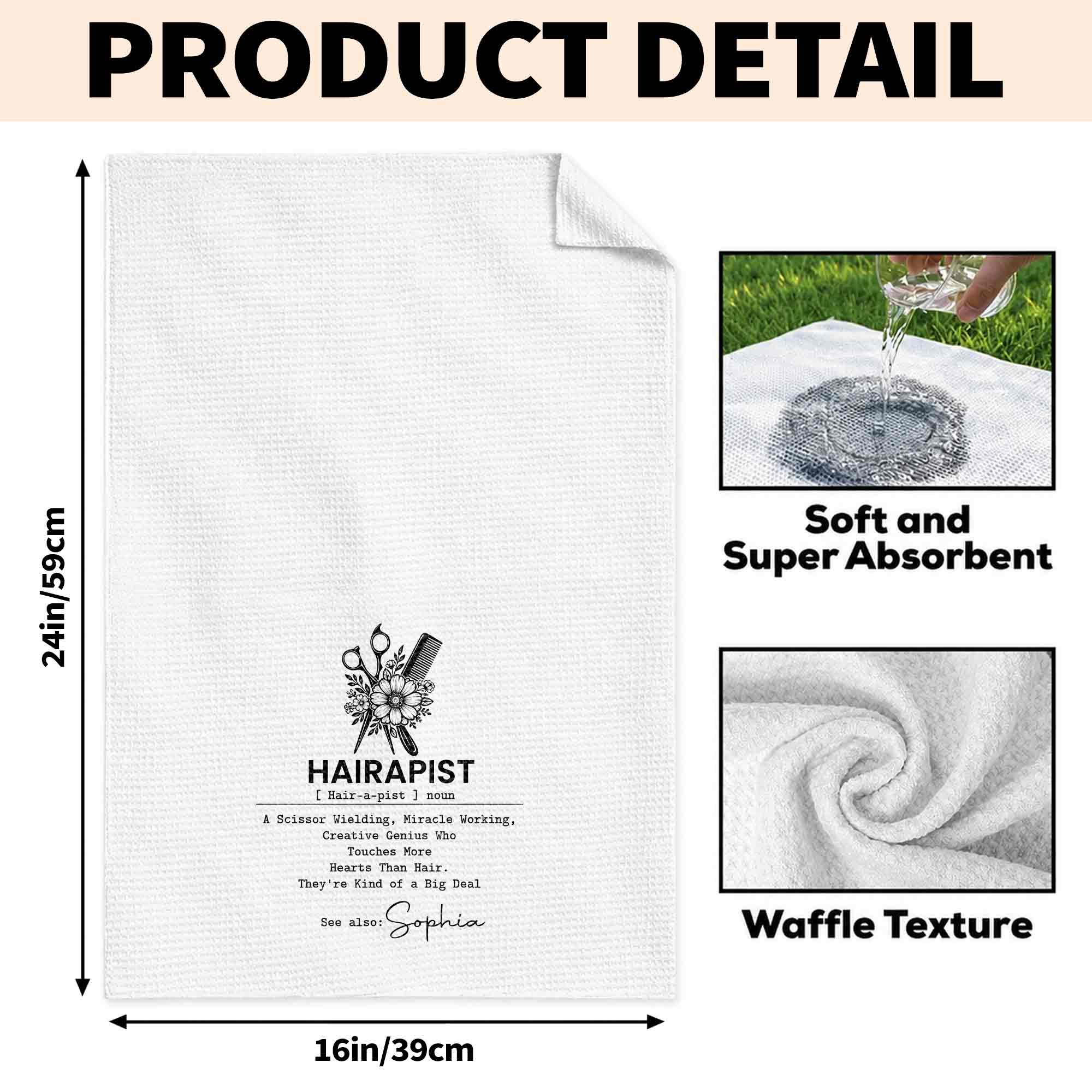 Personalized Kitchen Towel for Hair Stylist Gift | Funny Hairapist Design
