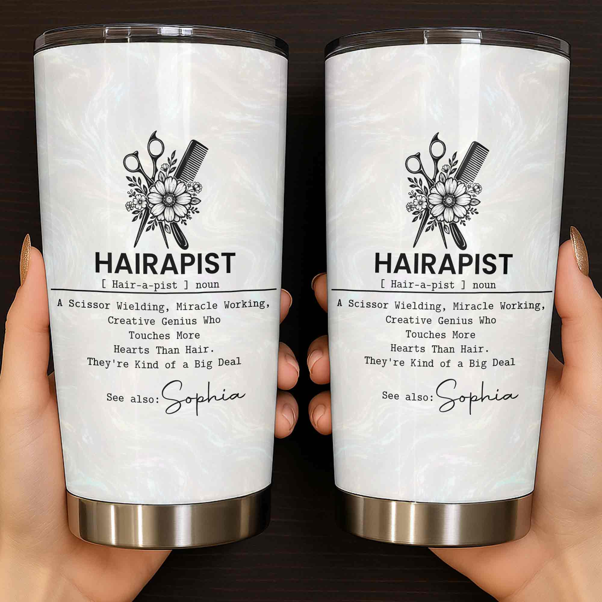 Personalized 20oz Stainless Steel Tumbler Custom Gift for Hairstylist