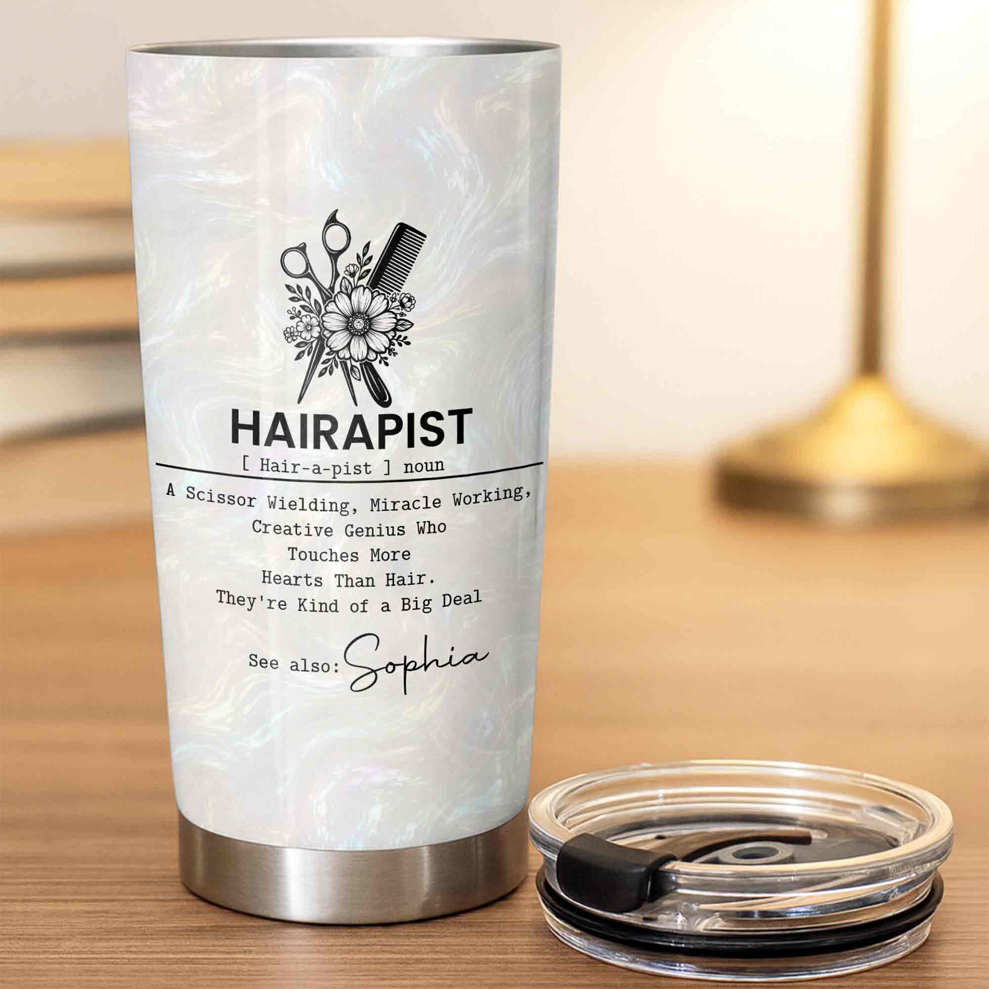 Personalized 20oz Stainless Steel Tumbler Custom Gift for Hairstylist