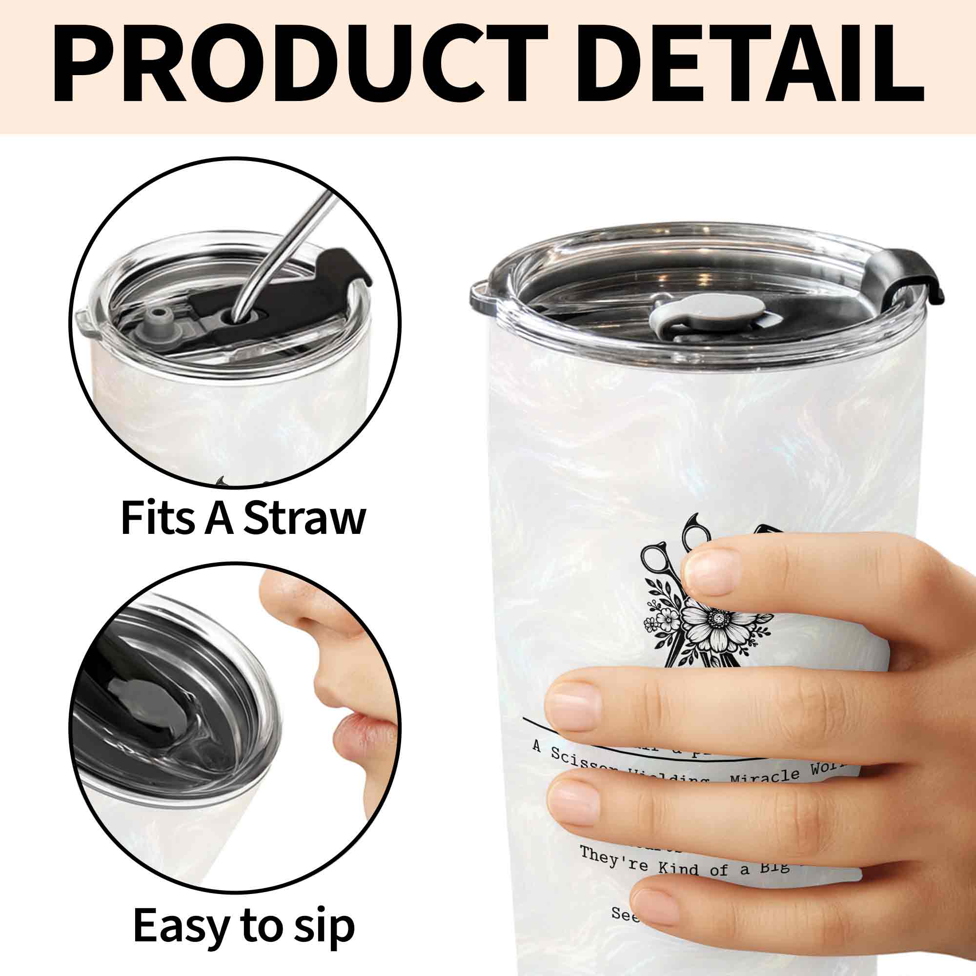 Personalized 20oz Stainless Steel Tumbler Custom Gift for Hairstylist
