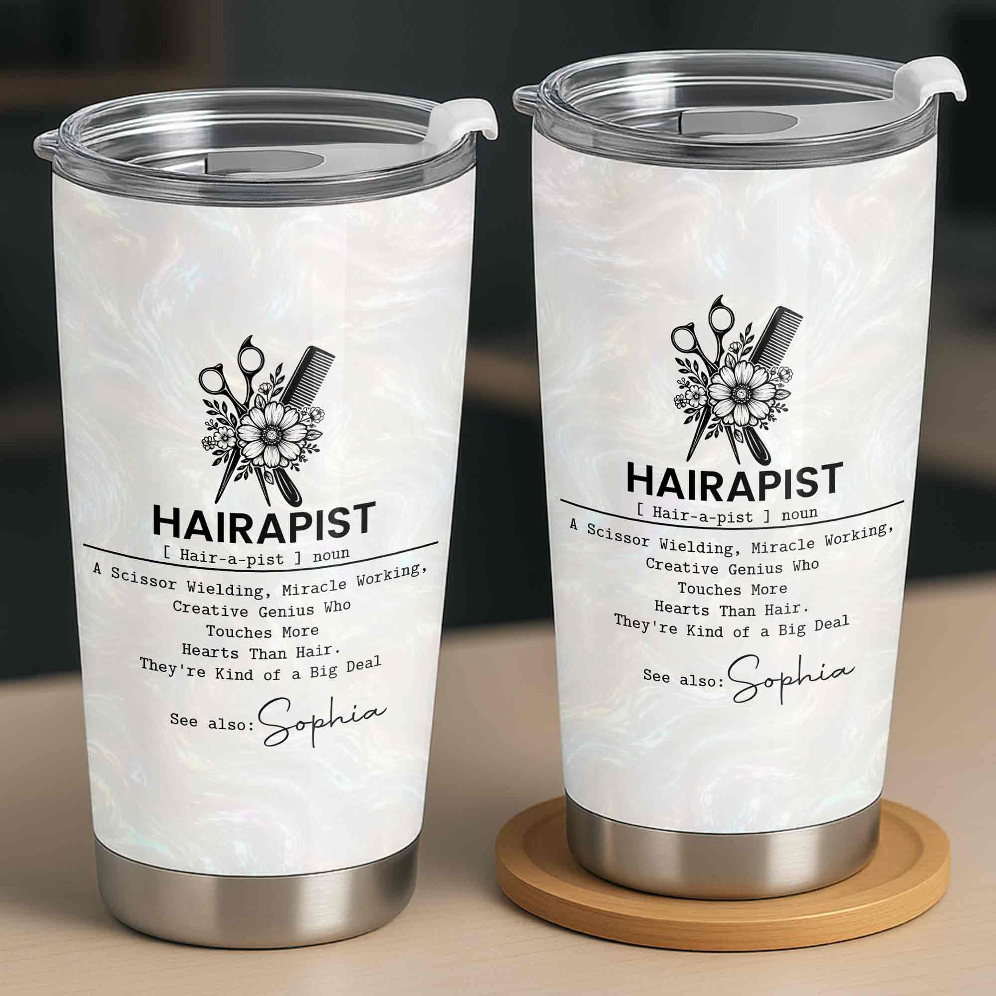 Personalized 20oz Stainless Steel Tumbler Custom Gift for Hairstylist