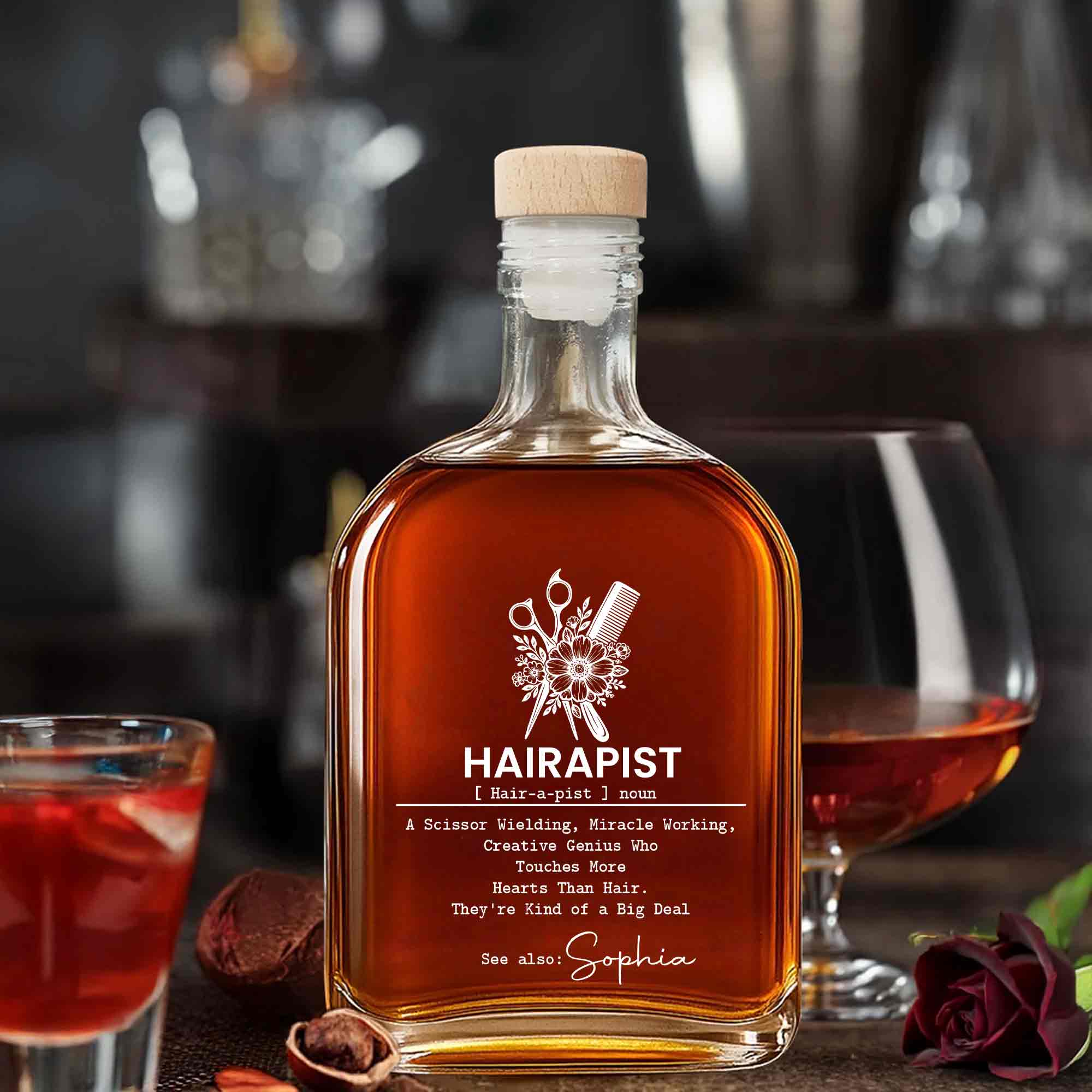 Personalized Whiskey Bottle Custom Name Gift for Hairstylist