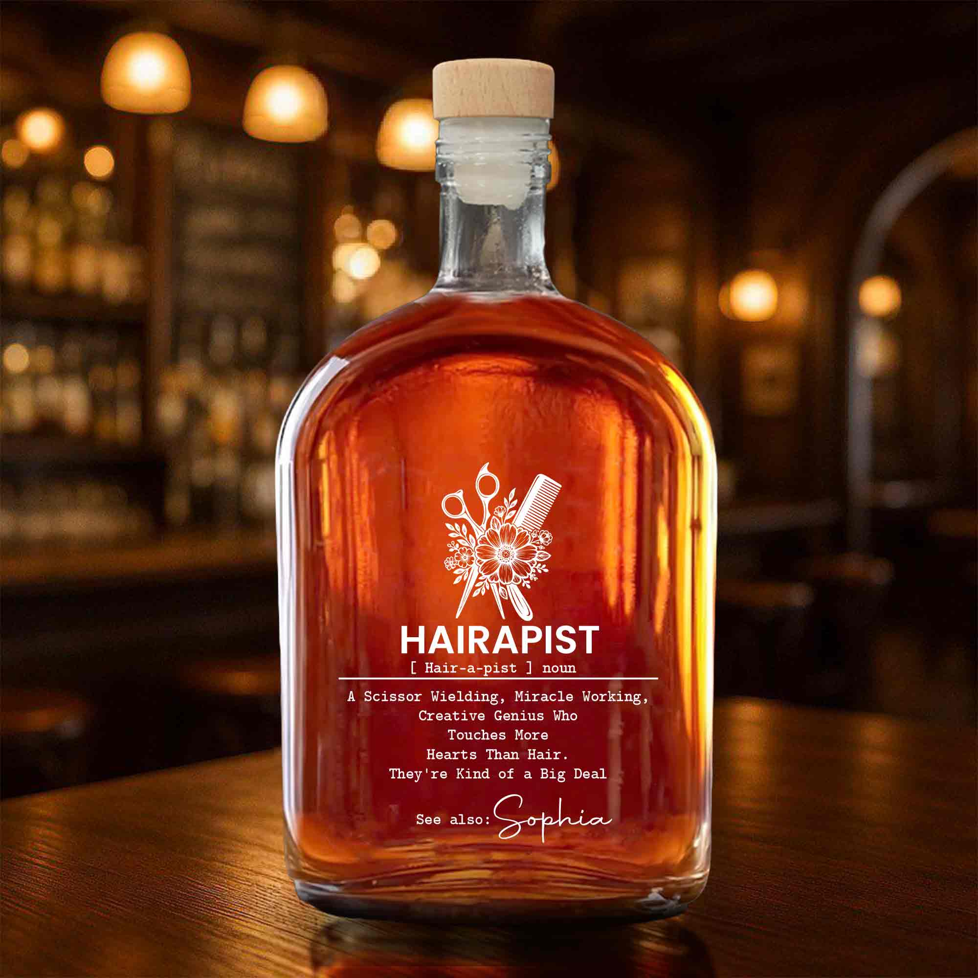 Personalized Whiskey Bottle Custom Name Gift for Hairstylist