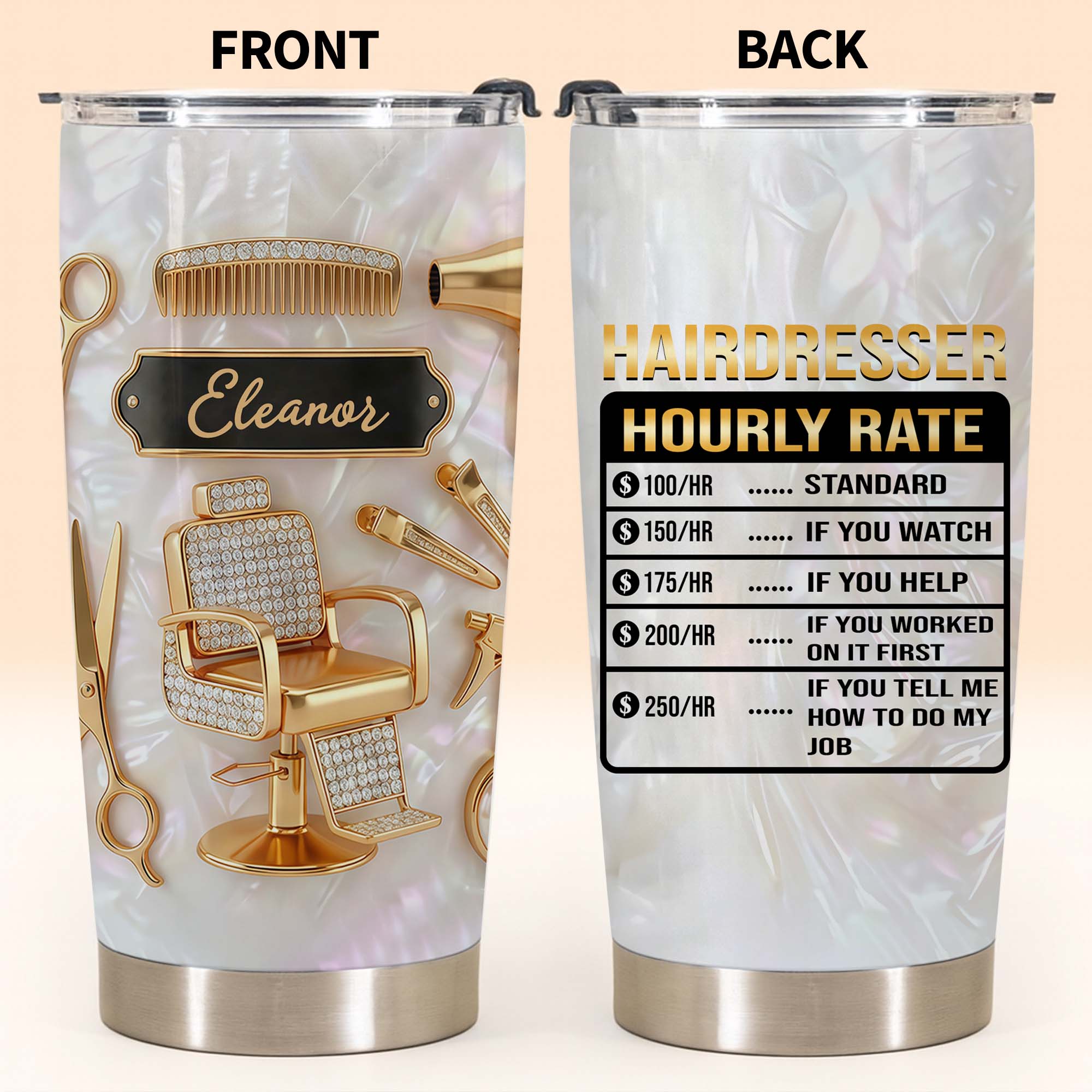 Personalized 20oz Tumbler Gift for Hairdresser Custom Name