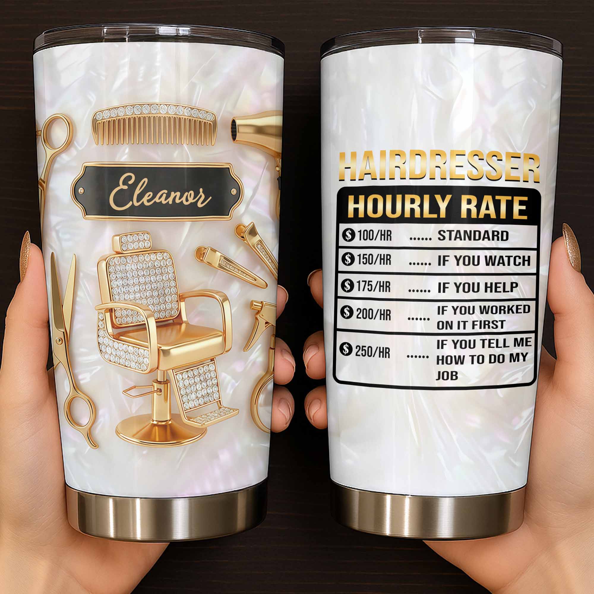 Personalized 20oz Tumbler Gift for Hairdresser Custom Name