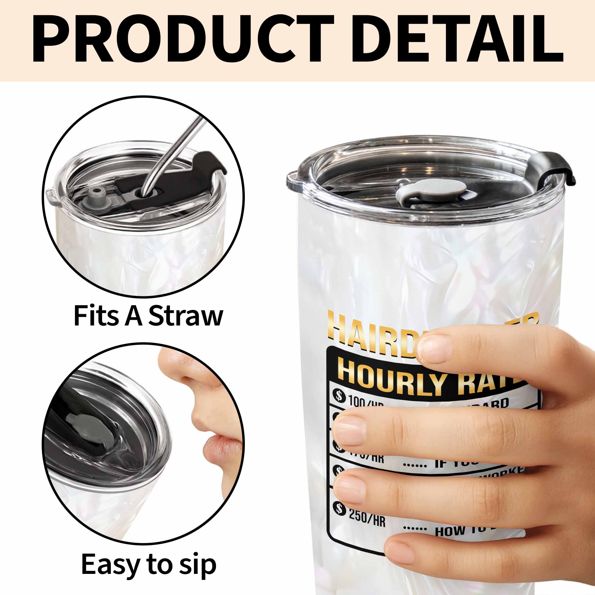 Personalized 20oz Tumbler Gift for Hairdresser Custom Name