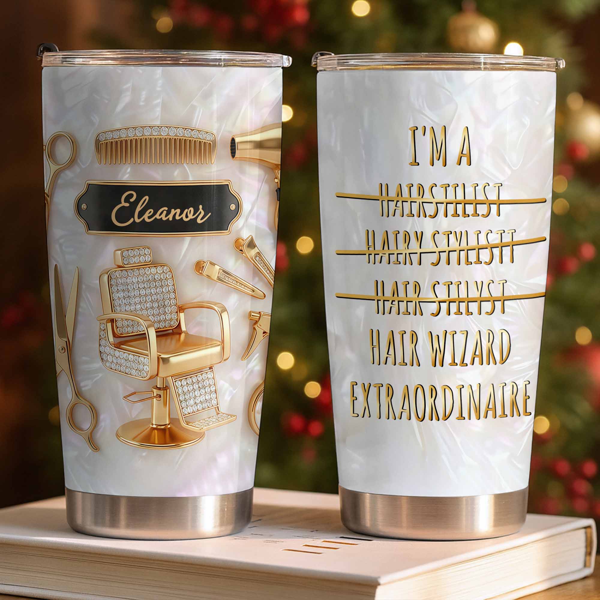 Personalized Hair Wizard Tumbler with Hairdresser Tools 20oz