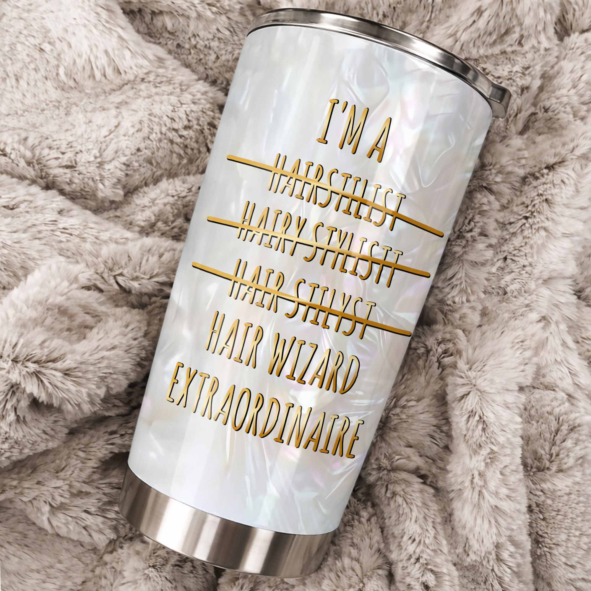 Personalized Hair Wizard Tumbler with Hairdresser Tools 20oz