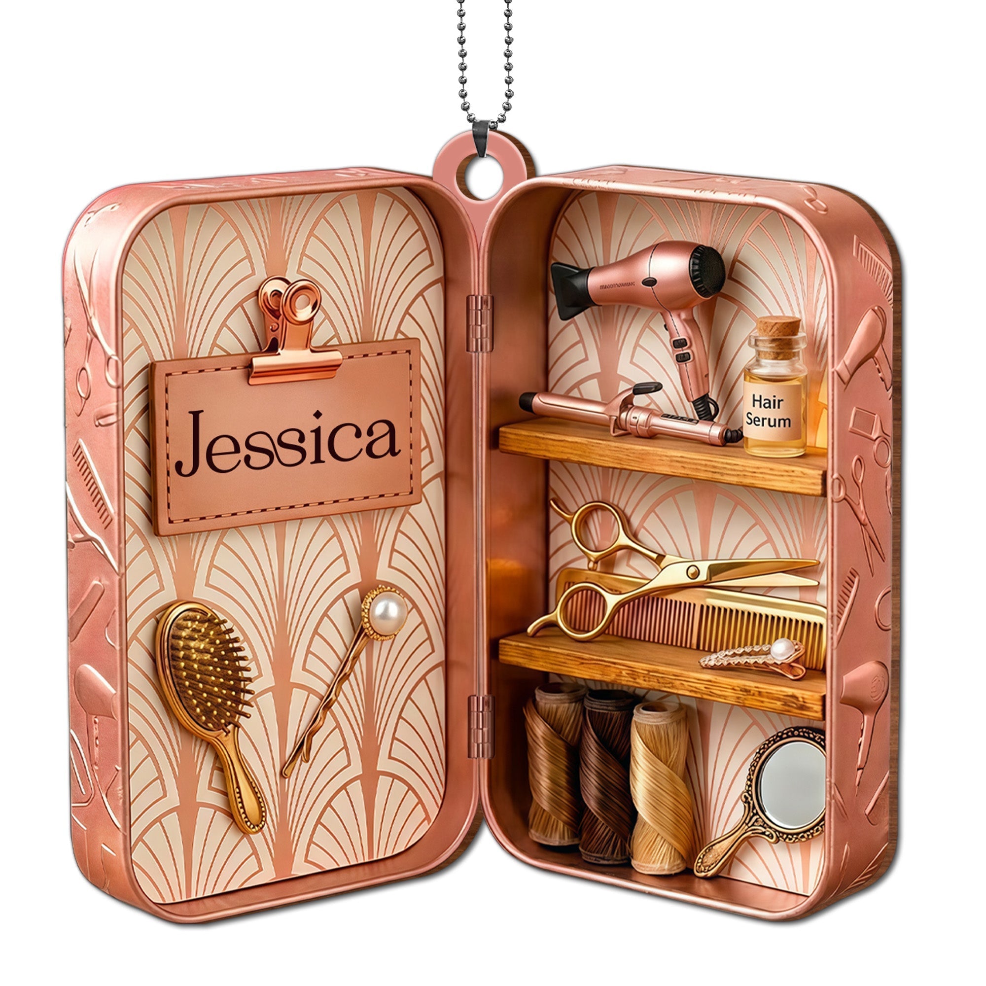 Personalized Wooden Hairdresser Tools Ornament Custom Name Gift
