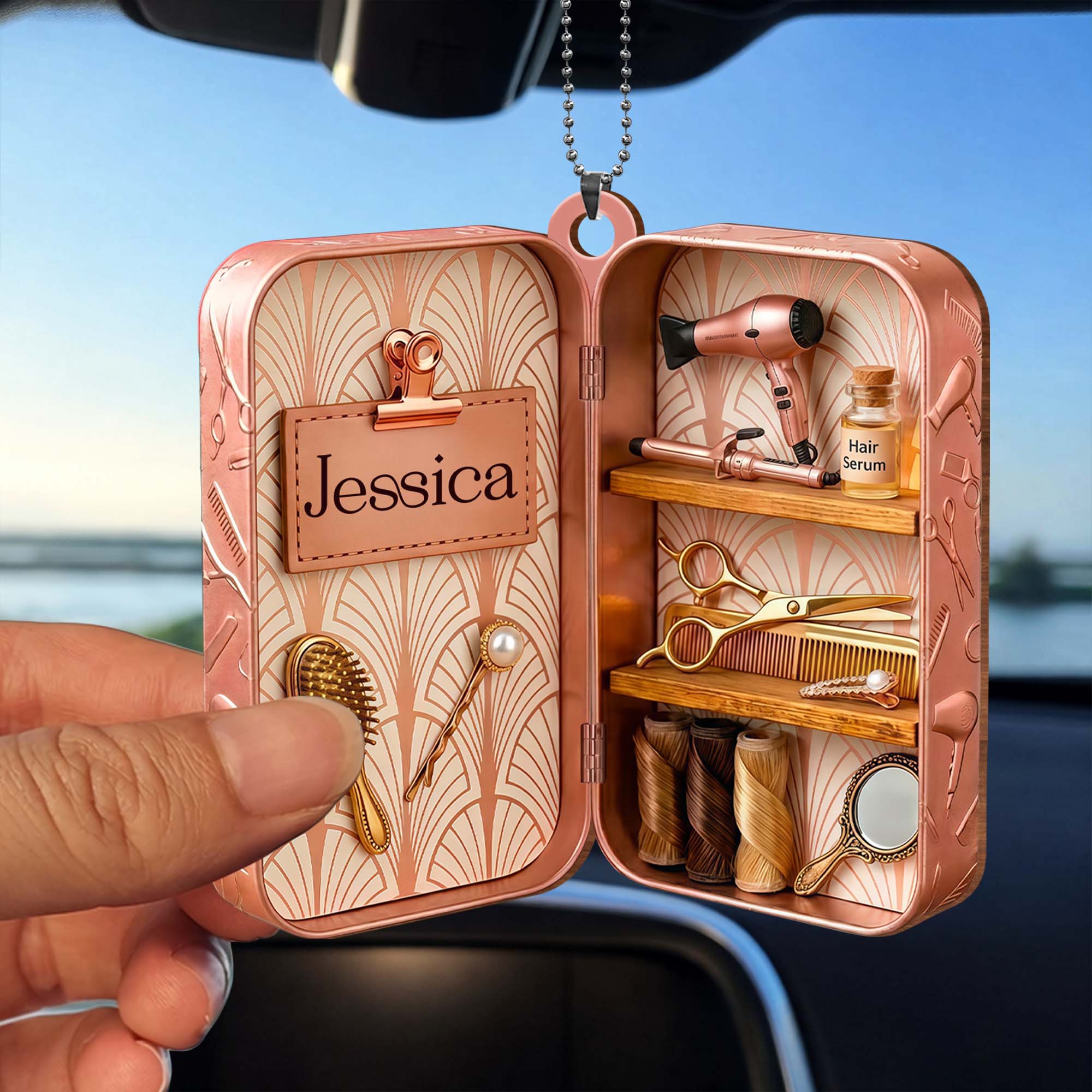 Personalized Wooden Hairdresser Tools Ornament Custom Name Gift