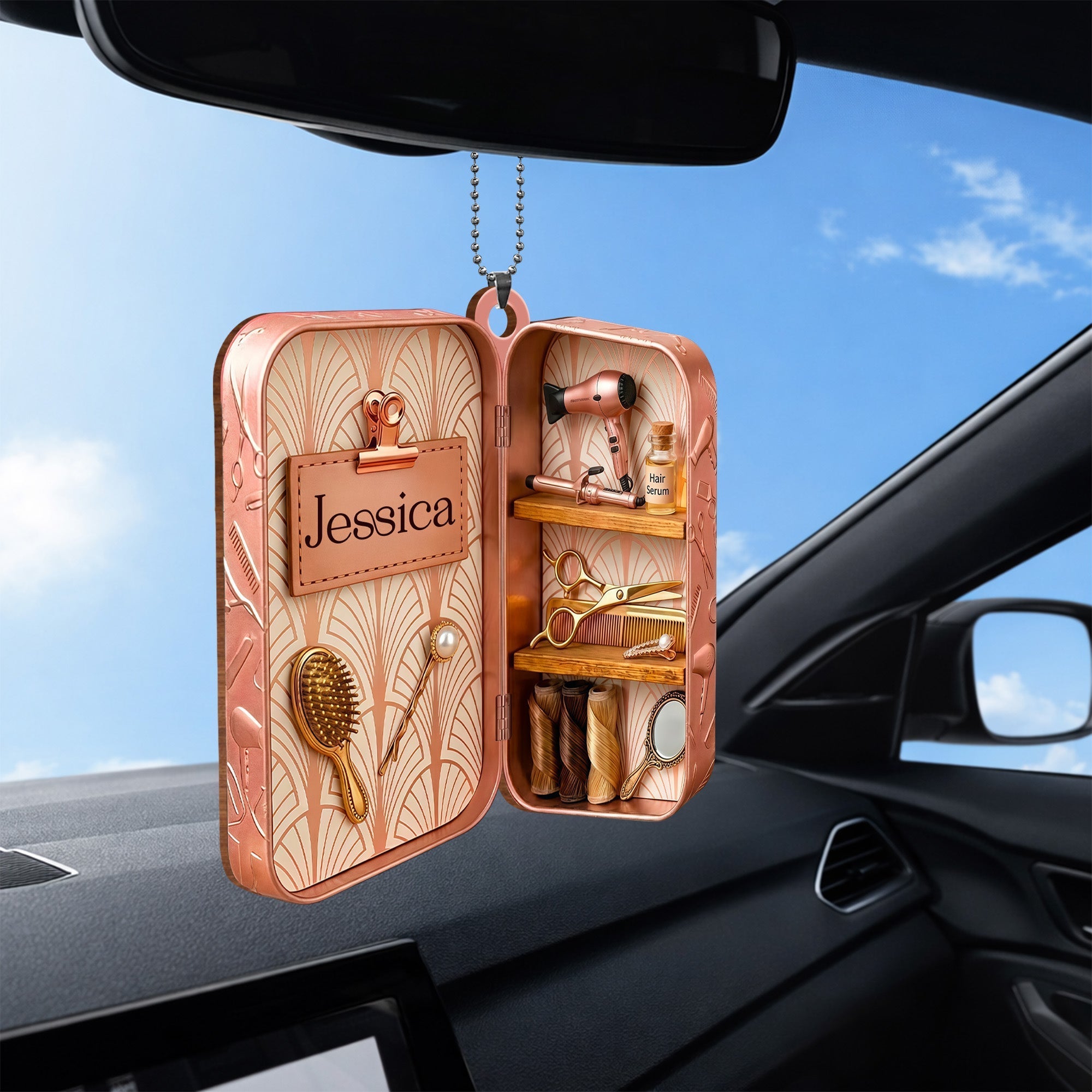 Personalized Wooden Hairdresser Tools Ornament Custom Name Gift