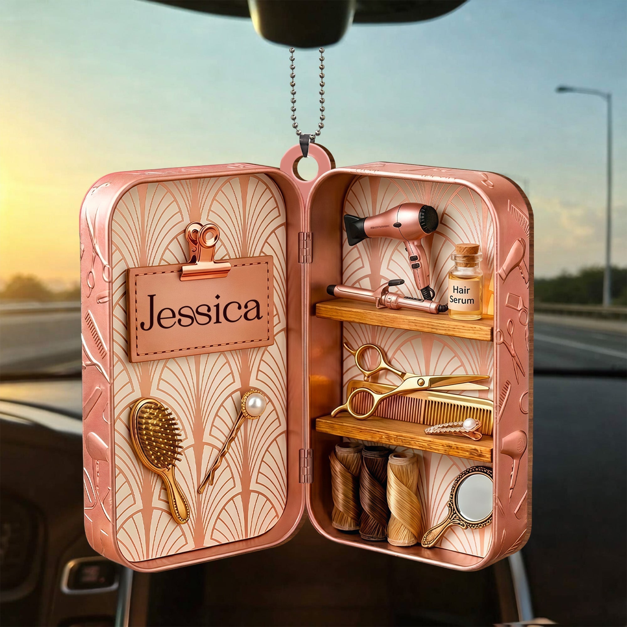 Personalized Wooden Hairdresser Tools Ornament Custom Name Gift