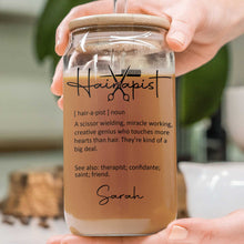 Load image into Gallery viewer, Personalized Clear Glass Can with Lid for Hairstylist Gift
