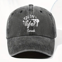 Load image into Gallery viewer, Personalized Washed Denim Cap Custom Name Gift for Stylist
