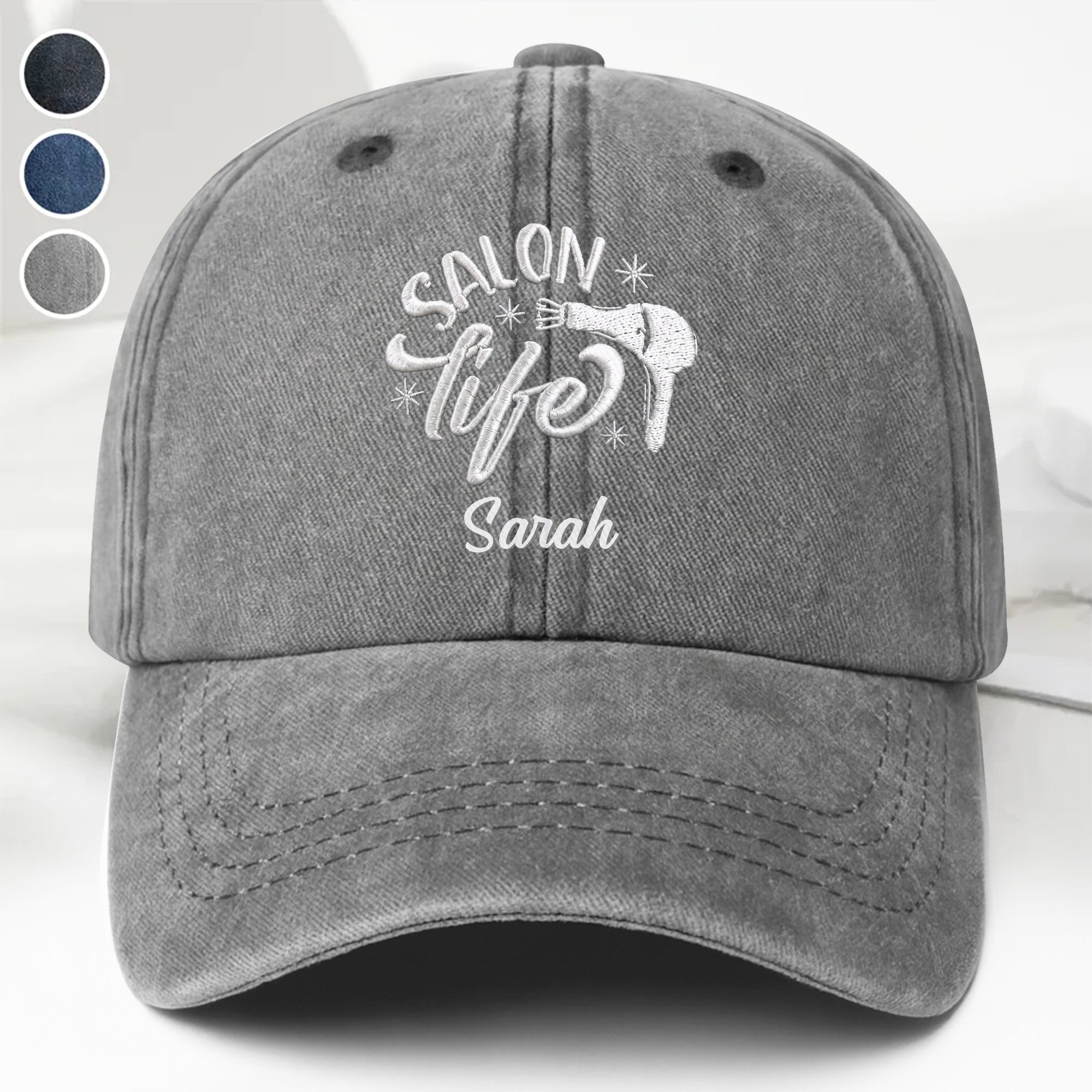 Personalized Washed Denim Cap Custom Name Gift for Stylist