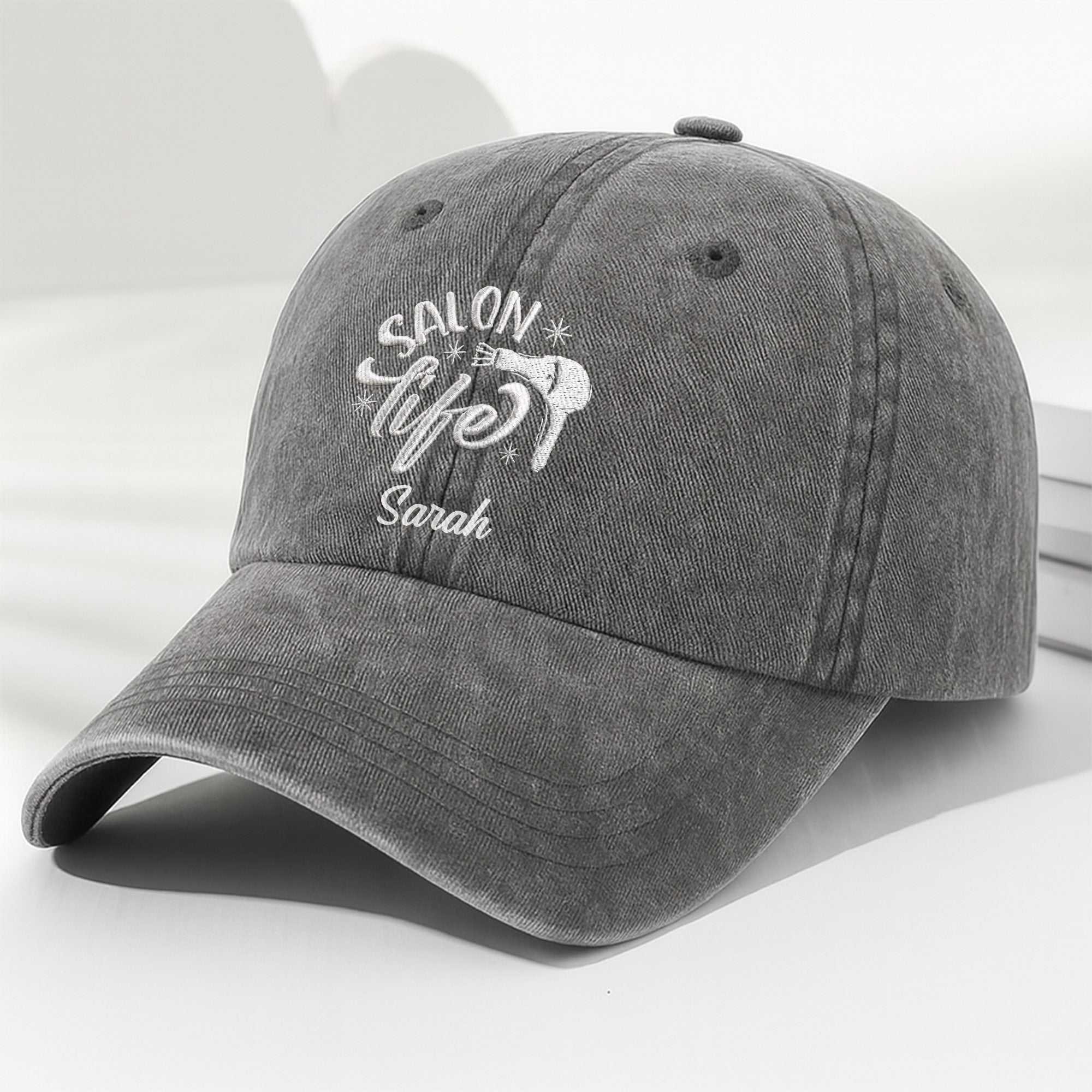 Personalized Washed Denim Cap Custom Name Gift for Stylist