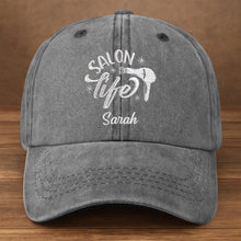 Load image into Gallery viewer, Personalized Washed Denim Cap Custom Name Gift for Stylist
