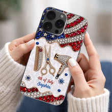 Load image into Gallery viewer, Personalized 4th of July Clear Phone Case with American Flag for Hair Stylist
