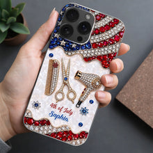 Load image into Gallery viewer, Personalized 4th of July Clear Phone Case with American Flag for Hair Stylist
