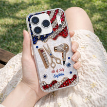 Load image into Gallery viewer, Personalized 4th of July Clear Phone Case with American Flag for Hair Stylist
